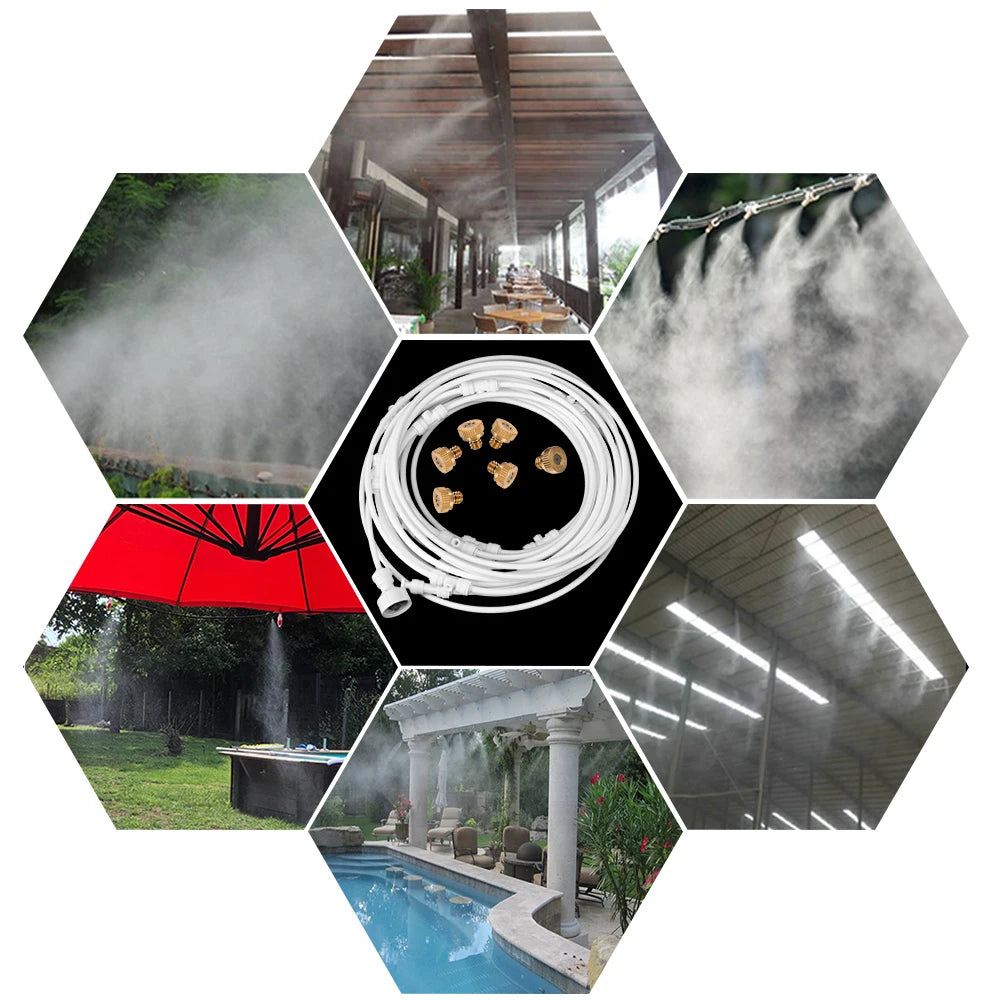 Water Fog Sprayer System Garden Watering Irrigation Mister Nebulizer Sprinkler 6M/9M/12M Patio Cooling Mist System