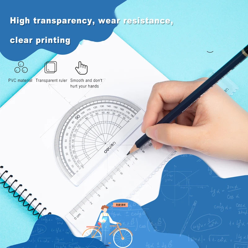 Deli Flexible Soft Ruler Set Transparent Plastic Ruler For Student Drawing Mathematical Geometry School Stationery Curve Ruler