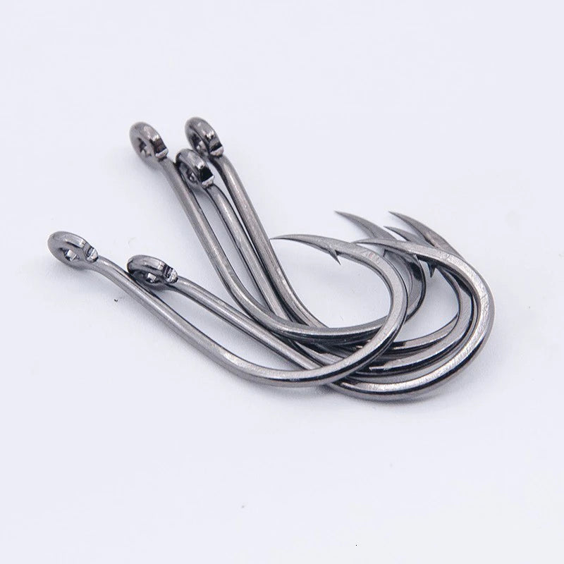 50Pcs/Lots Fishing Hooks High Carbon Steel Barbed Fishhooks High Quality Offset Circle Hooks For Carp Live Bait 1-12# Fishhooks