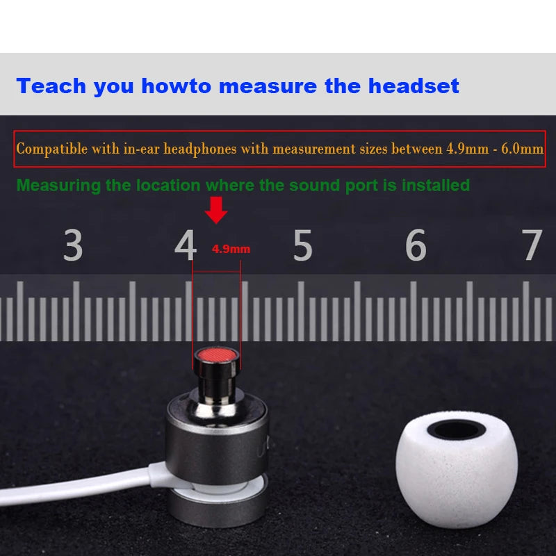 2Pair ANJIRUI Memory Foam Eartips TS-400 4.9mm (LMS) Caliber Ear Pads/Cap For In-ear Earphone 4.9mm-6.0mm Tips Sponge Ear Cotton