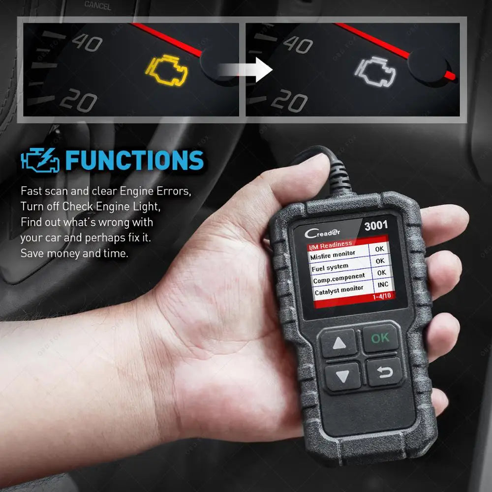 Launch X431 CR3001 Support Full OBDII/EOBD function Creader 3001 diagnostic tool Multilingual code reader scanner PK CR319 OM123
