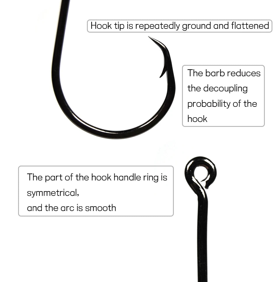 [20PCS] Inline Circle Hook for Fishing High Carbon Steel Saltwater Fishhook # 1 1/0 2/0 3/0 4/0 5/0 6/0 7/0 8/0 [YG8209]
