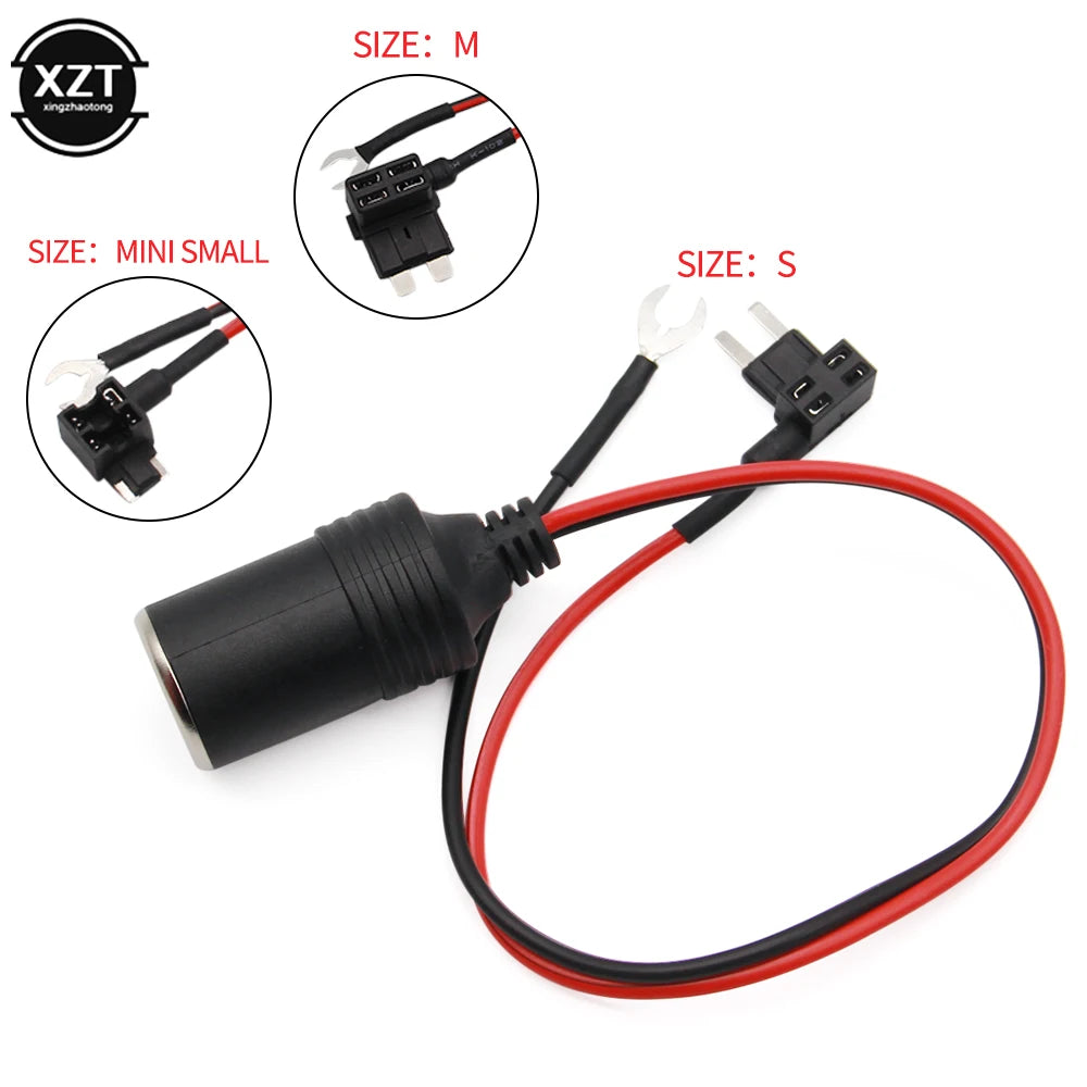 Hot Sell 1PC Pure Copper Car Cigarette Lighter Charger Cable Female Socket Plug Connector Adapter Cable Fuse