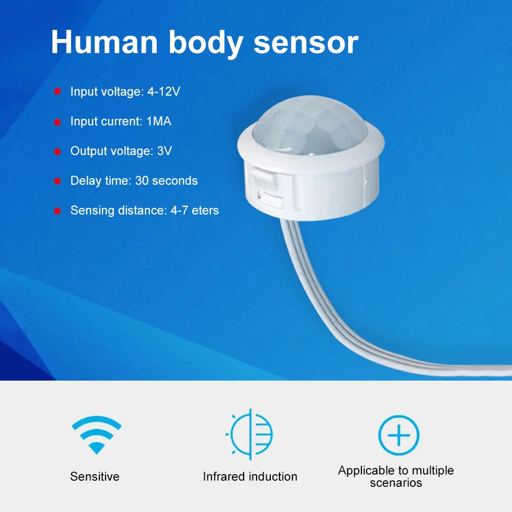 Human Presence Sensor Switch Motion Sensor Switch DC 4-12V PIR Infrared Automatic Induction Light Compatible LED Ceiling Lamp