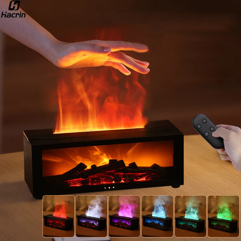Air Humidifier Essential Oil Diffuser Aroma Humidifier Flame Fragrance Diffuser with Night Light Aromatherapy Diffuser for Home