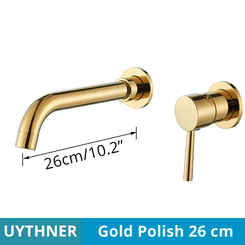 Brushed Gold/Black Basin Faucet Concealed Wall Mounted For Bathroom Faucets Bath Basin Sink Tap Bathtub Hot And Cold Water Mixer