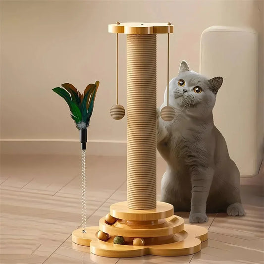 Pet cat toy Wood fiberboard cat Turntable Fun cat baseball durable sisal grab Boa