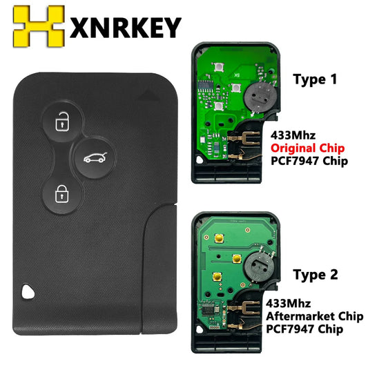 XNRKEY Smart Card for Renault Megane 2 3 II Scenic II Grand Scenic 2003-2008 Remote Car Key Aftermarket / Original PCF7947