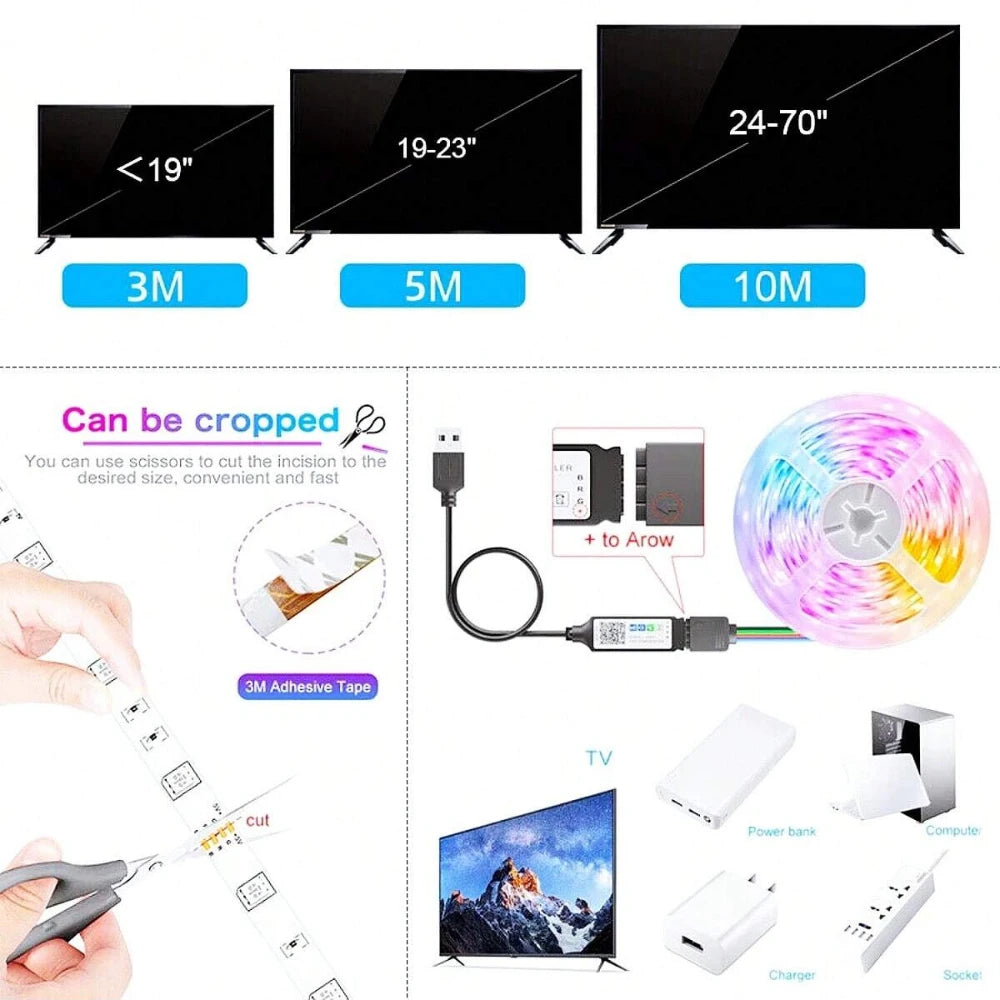 RGB LED Strip Lights 5050 Bluetooth APP IR Remote Control USB 1M 2M 3M 4M 5M 10M 15M 20M Festival Deco TV Backlight For Home