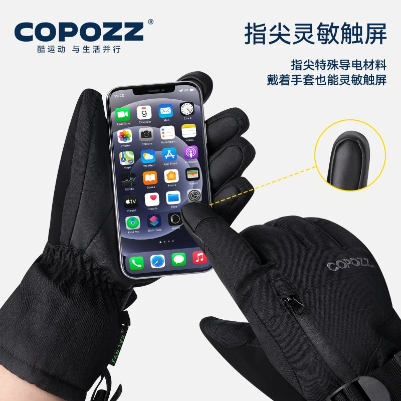 COPOZZ Unisex Ski Gloves -30 Degree Snowboard Mittens Touchscreen Gloves Snowmobile Motor Waterproof Thermal Snow Gloves