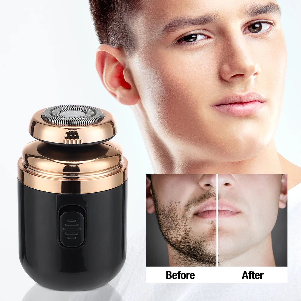 2 IN 1 Mini Portable Electric Travel Shaver Capsule Nose Hair Trimmer Rechargeable Electric Beard Scraper Knife Men's Razor