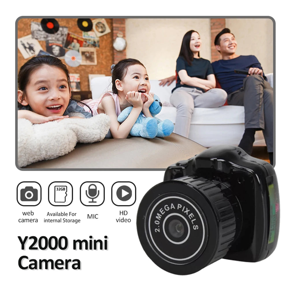 20W Tiny Camera HD Video Audio Recorder Car Sport Micro Cam Webcam With Mic Y2000 Camcorder Small DV DVR Security Secret Nanny