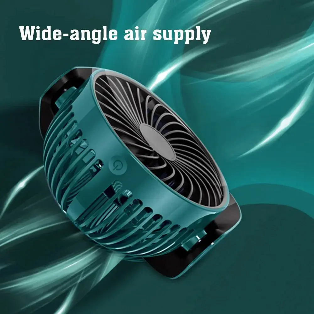 2000mAh Rechargeable Portable Electric Fan 360° Rotation 3-speed Wind Desktop Silent Air Cooling for Bedroom Office