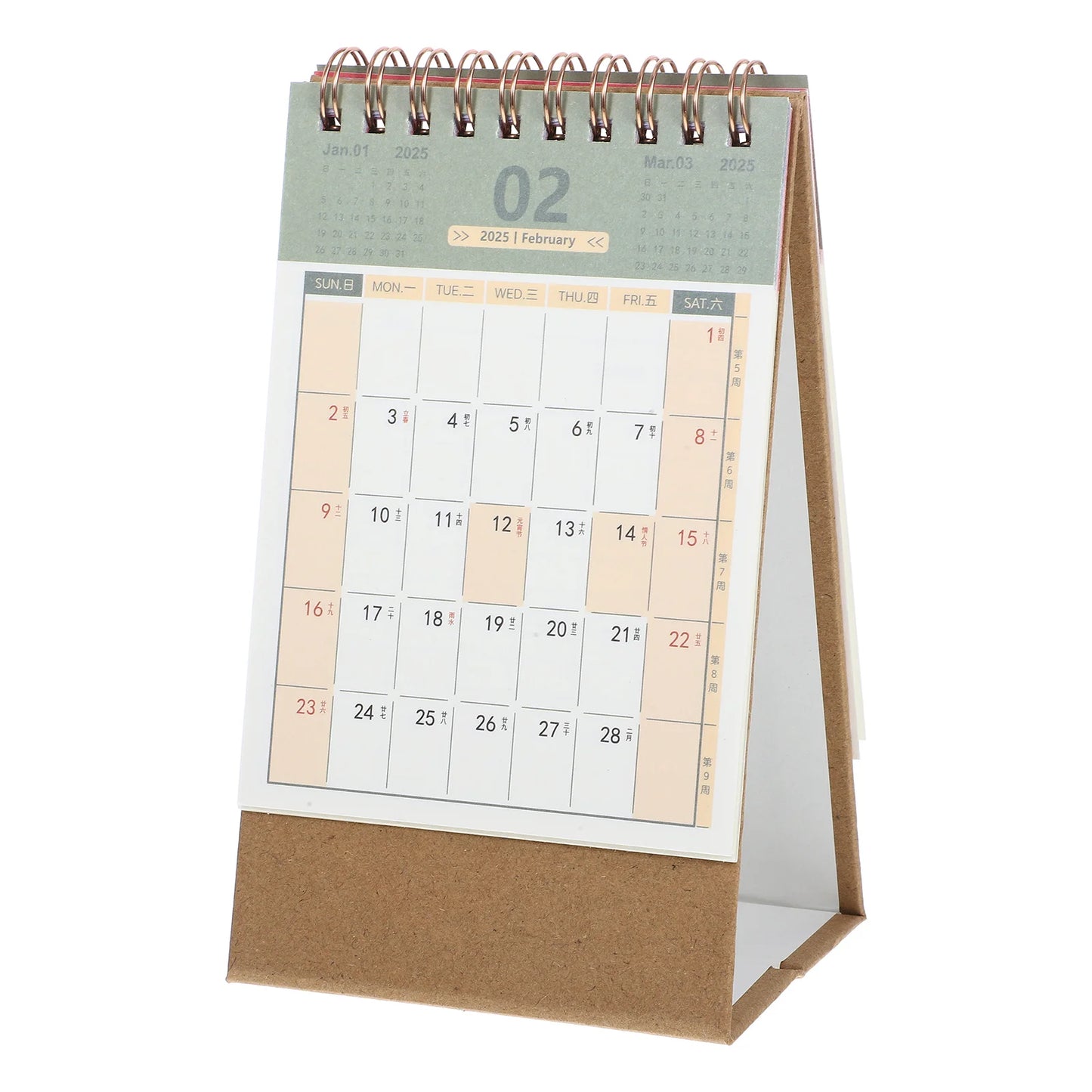 Spiral Calendar 2024 Daily Planner 2025 Desk Standing Monthly Paper Office