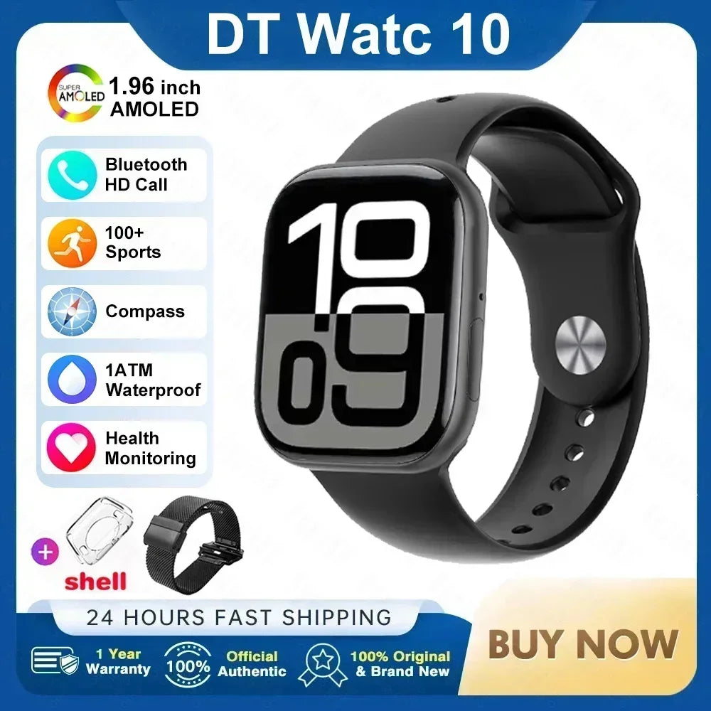 New For Apple Watch 10 Original Smart Watch 16GB Memory Music HD AMOLED NFC Compass Bluetooth Call Waterproof Smart Watch Woman