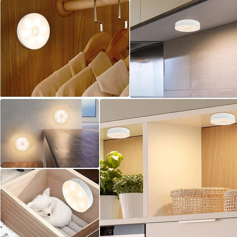PIR Motion Sensor LED Night Light USB Rechargeable Night Lamp Wireless Closet Lamp Light For Kitchen Cabinet Wardrobe Staircase