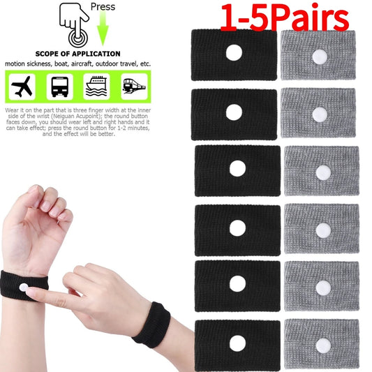 1-5pair Travel Morning Sickness Wrist Band Anti Nausea Car Van Sea Plane Wristband Anti-motion Sickness Bracelet Strap Boats