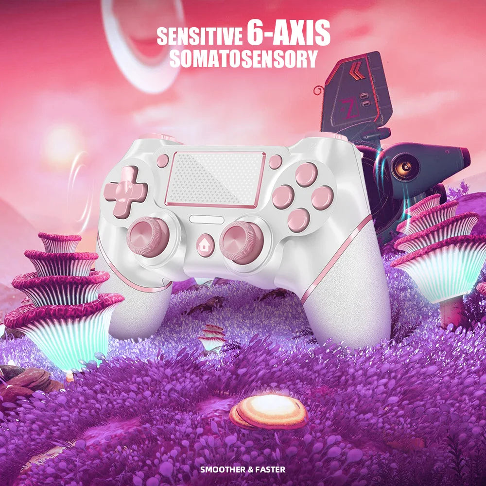 AceGamer Wireless Controller for PS4 Pink Joysticks Double Shock/Touchpad/3.5mm Audio Jack Compatible with PS4/Slim/Pro/PC