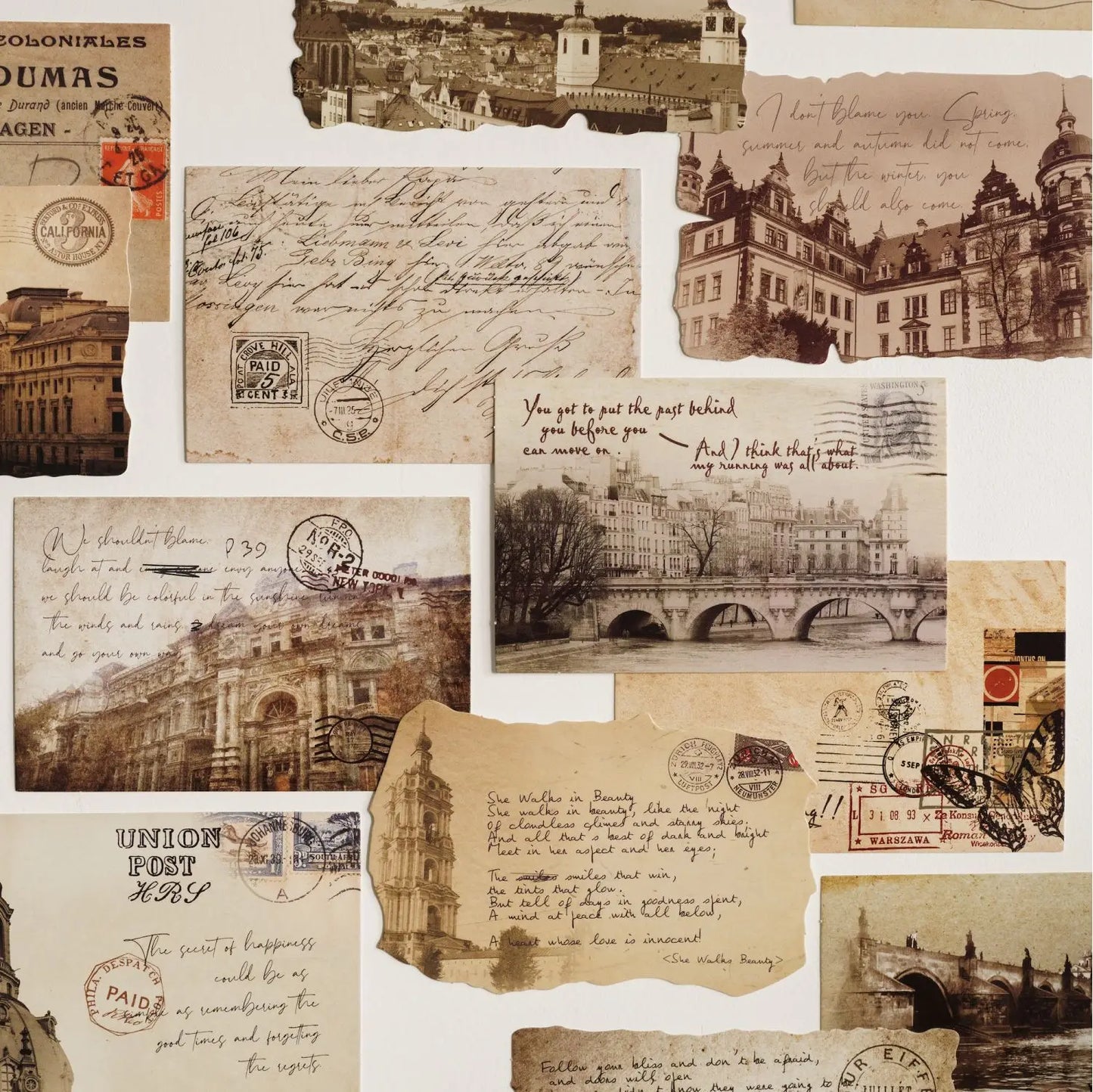 1Style 30Pcs/bag boxed postcard vintage architecture landscape English old newspaper handbook gift card