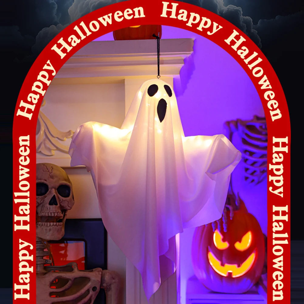 1-3PCS Halloween LED Hanging Fabric Ghost Light Spooky Ghost Decoration Waterproof Glowing White Ghost Decor for For Lawn Yard