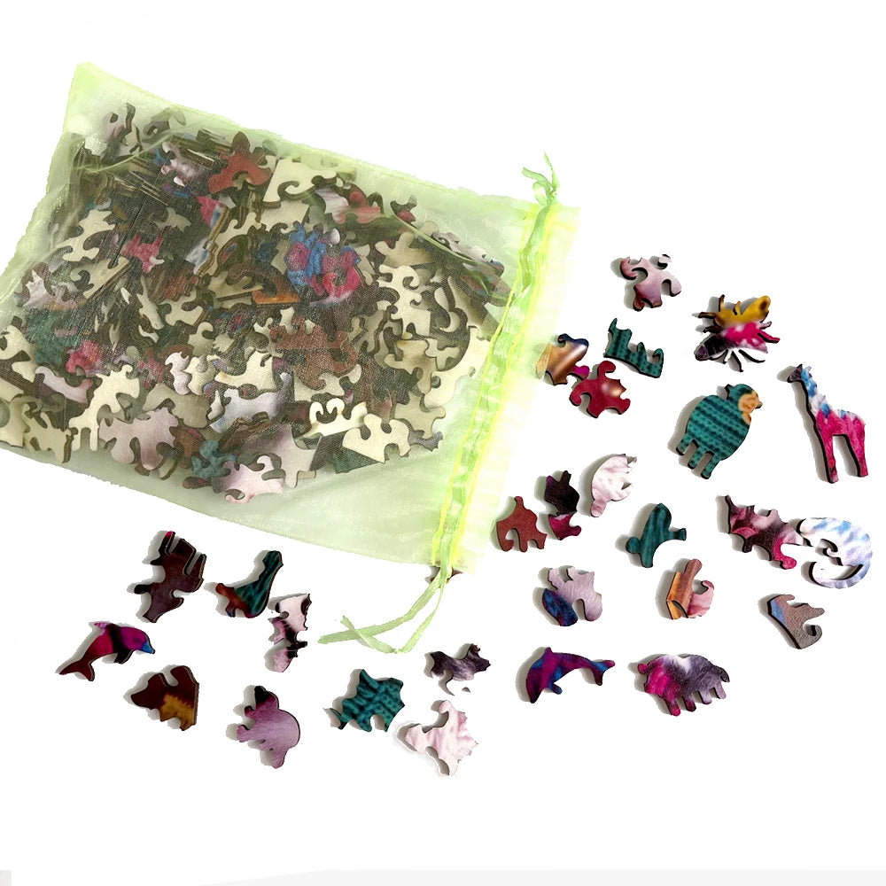 Sunflower Butterfly Creative Alien Wood Puzzle, Difficult to Play Irregular Animal Fragment Puzzle, Relieve Stress Christmas Gif