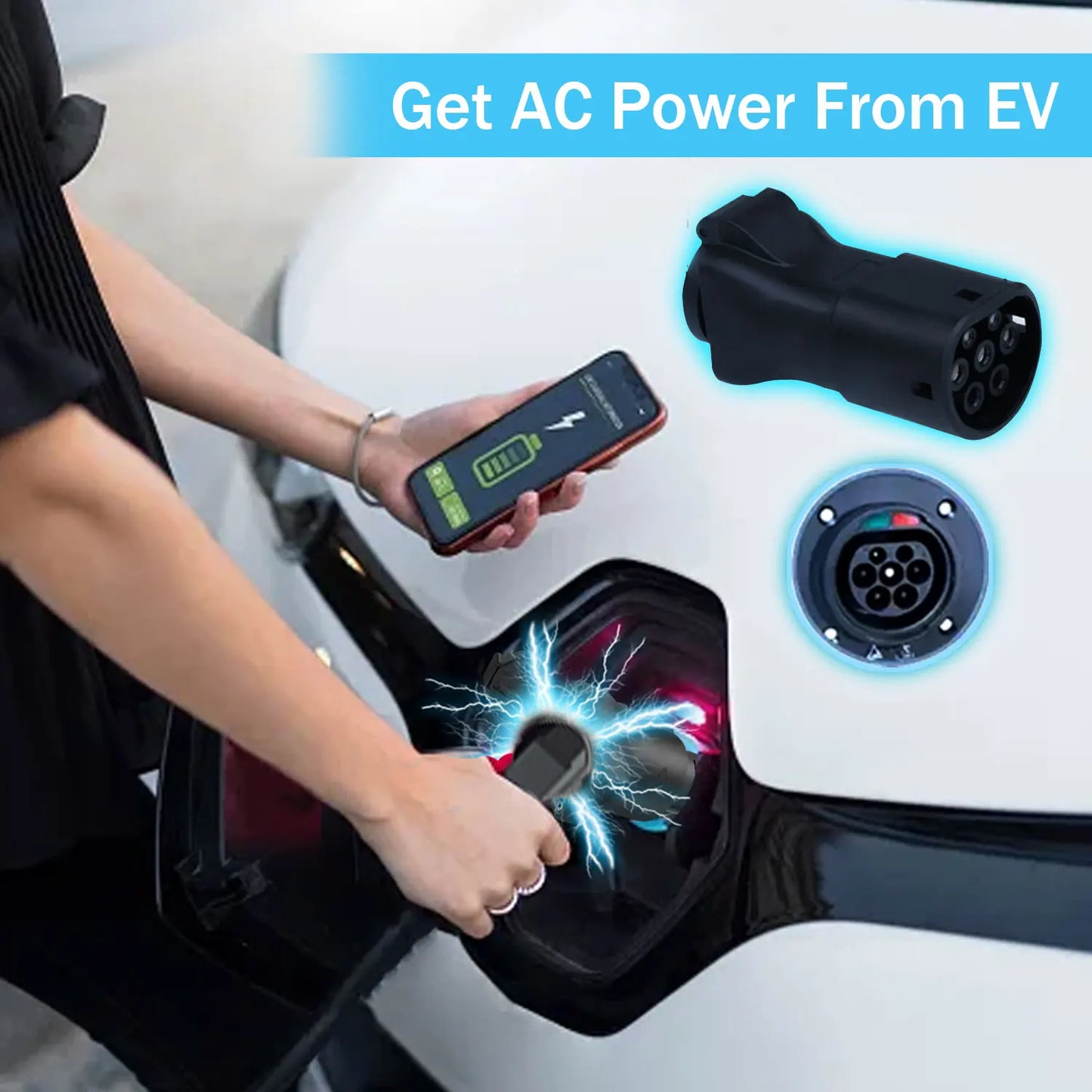 BYD ATTO 3 Type2 ICE62196 V2L Adapter Vehicle to Load Discharger Fit for  BYD ATTO 3 16A 3.5KW V2L  EV Discharger
