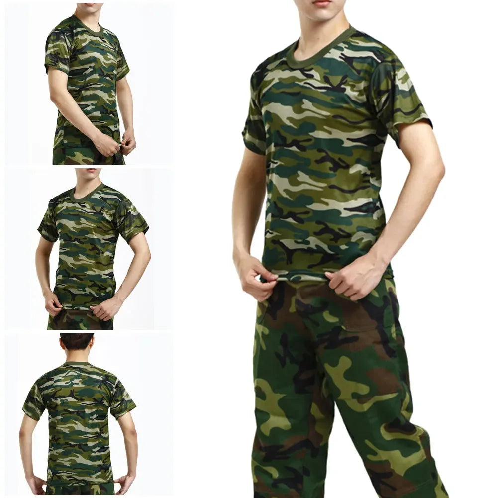 Camouflage Tactical Shirt Short Sleeve Men's Quick Dry Combat T-Shirt T Shirt Camo Outdoor Hiking Hunting Shirts
