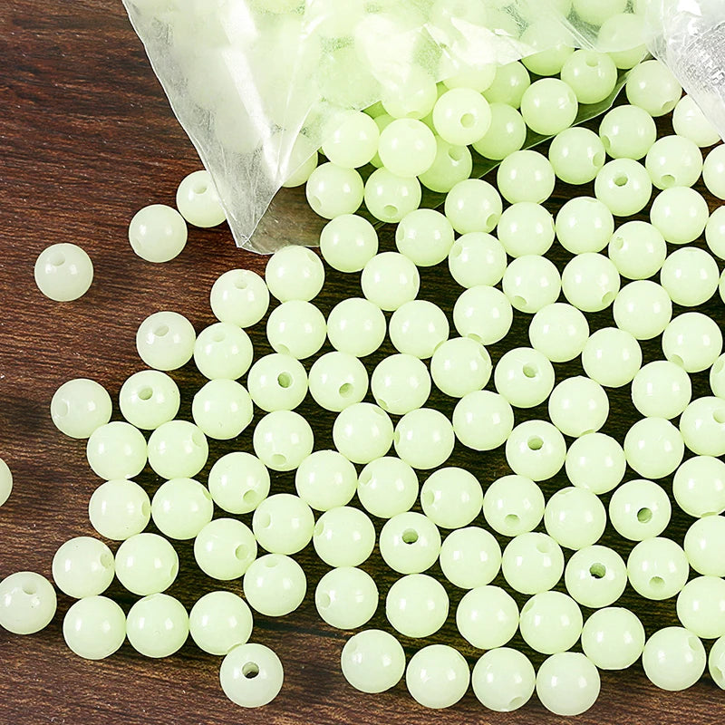 100pcs/Lot Luminous Beads 4mm-10mm Fishing Space Beans Round Float Balls Light Glowing for Outdoor Fishing Accessories Set