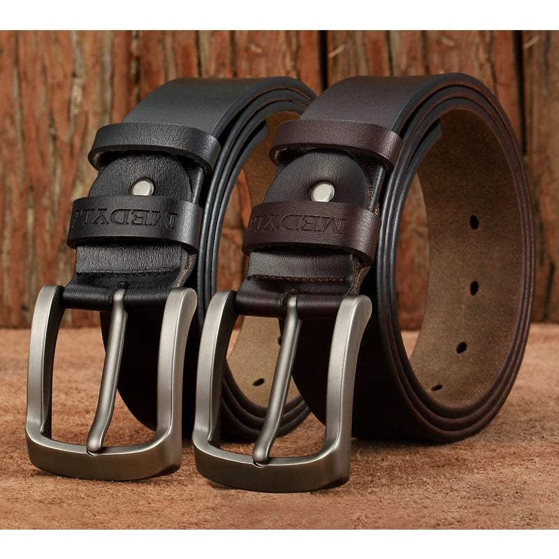 MEDYLA Men' Belt High Quality Genuine Leather Luxury Strap Classic Vintage Alloy Pin Buckle Male Belt Jeans Belt for Men SM03