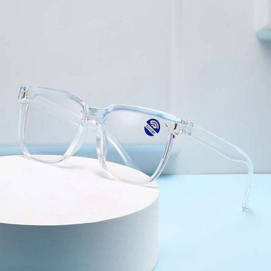 New Transparent Glasses Square for Students with Myopia Male Female Flat Light Large Round Face Anti Blue Light Glasses Frame