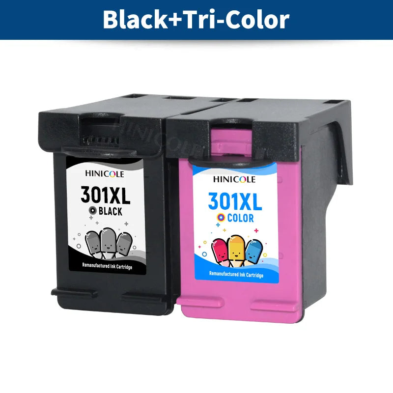 HINICOLE 2Pack 301XL Ink Cartridge Replacement For HP 301 XL For HP Deskjet 3051a 3052a 3054a 3055a 3056a 3057a 3059a 3510 3511