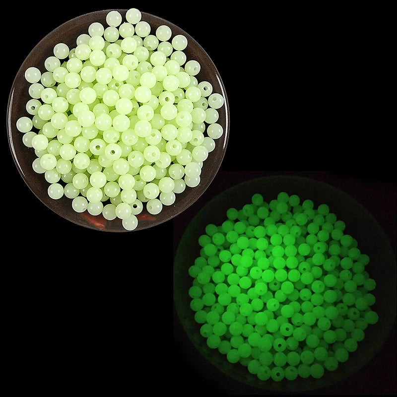 100pcs/Lot Luminous Beads 4mm-10mm Fishing Space Beans Round Float Balls Light Glowing for Outdoor Fishing Accessories Set