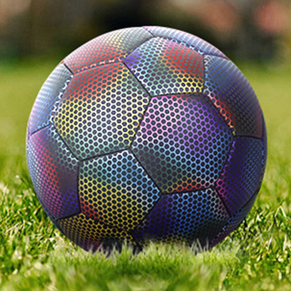 Luminous Glowing Soccer Ball Size 5 Soccer Ball Reflective Standard Holographic Sports Entertainment Practice Training Equipment