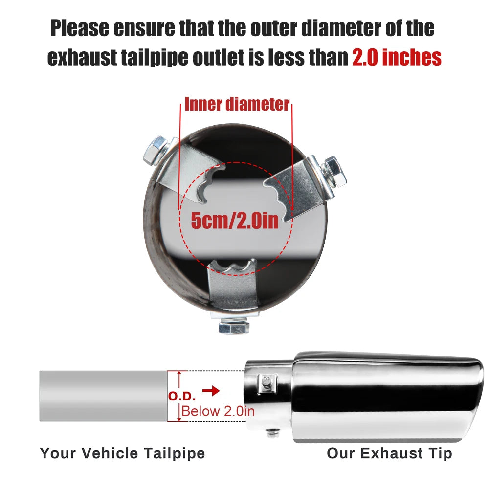 1/2Pcs Square Exhaust Tip 2.36" Inlet 2.36" x 5.5" Outlet 9" Long Chrome-Plated Stainless Steel Rectangle Exhaust Pipe Tip