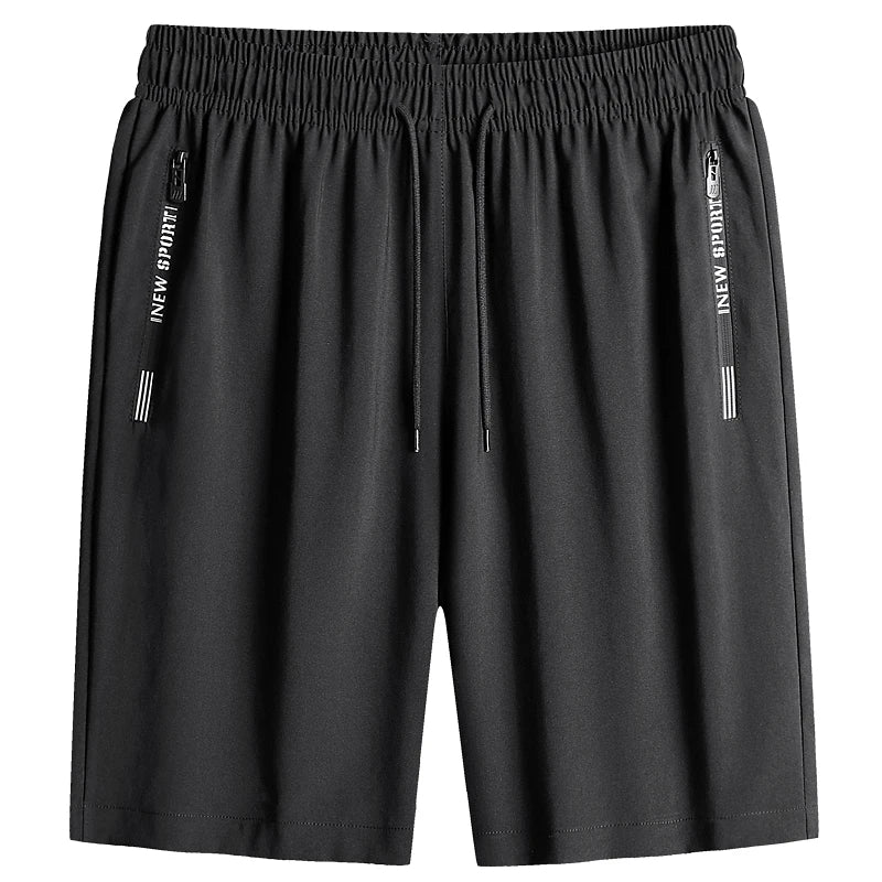 New Fashion Sports Shorts Men Breathable Quick Dry Men's Short Pants Men Breathable Elastic Waist Shorts Male Bottom Black XXXL