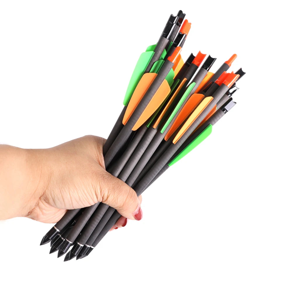 TOPARCHERY Carbon Crossbow Arrow Bolts 7.5/15 Inch Archery Arrows with 2" Vanes Hunting Arrows For Hunting Replaced Arrowhead