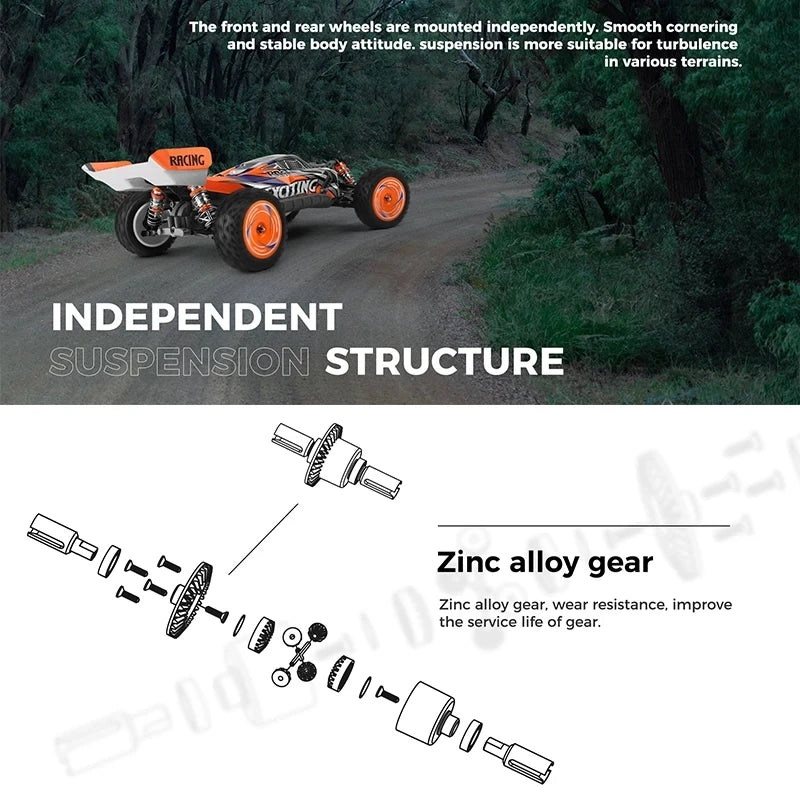 WLtoys 124010 55KM/H RC Car Professional Racing Vehicle 4WD Off-road Electric High Speed Drift Remote Control Toys for Children