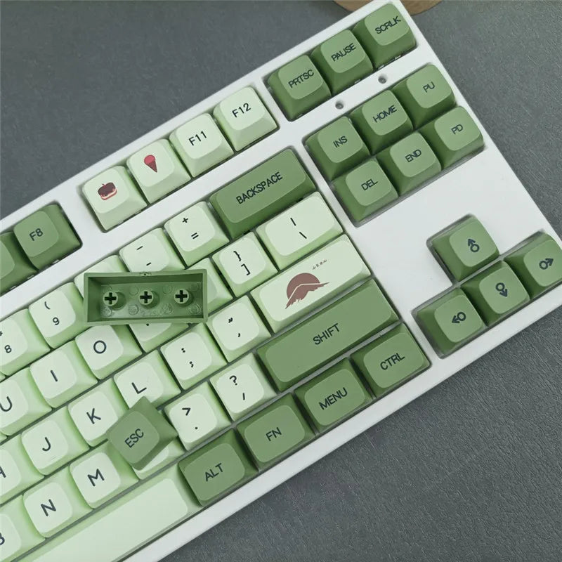 Kjoew 124 Keys Matcha Green Mechanical Keyboard Keycaps PBT XDA Profile Keycap English Japanese Russian For MX Switches Keyboard