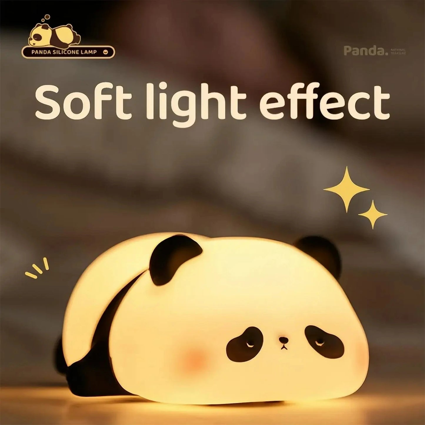 Rechargeable Table USB Night Lamp Touch Baby Nursery Lamp Phone Holder Panda Reading Night Light for Room Decoration Kids Gift