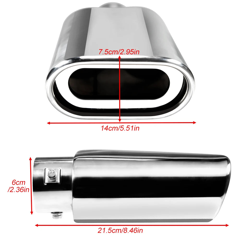 1/2Pcs Square Exhaust Tip 2.36" Inlet 2.36" x 5.5" Outlet 9" Long Chrome-Plated Stainless Steel Rectangle Exhaust Pipe Tip