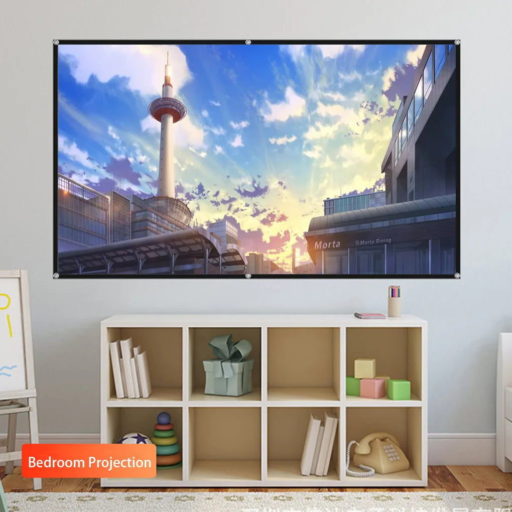 Foldable and portable projection screen, metal anti light 30-133 inches, suitable for low lumen projectors and high-definition