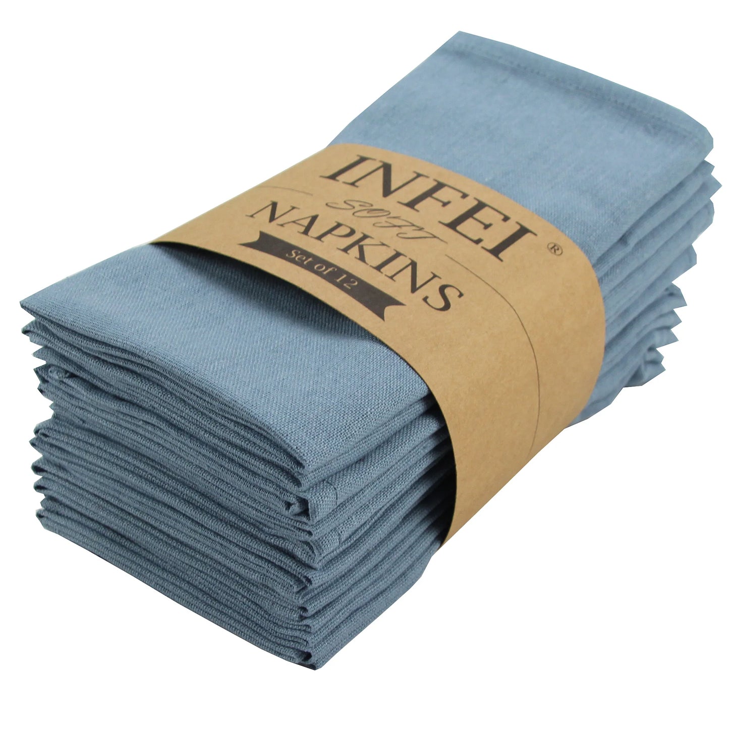 Set of 12 PCS 40x40cm Cotton Linen Blended Cloth Napkins Placemats Soft Dining Table Tea Towels For Home & Events Use