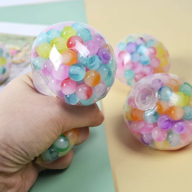 6cm Kids Exotic Pinch The Rainbow Bead Pressure Reducing Ball Vent Ball Decompression Toy TPR Pinch Le Grape Ball Adult Toys
