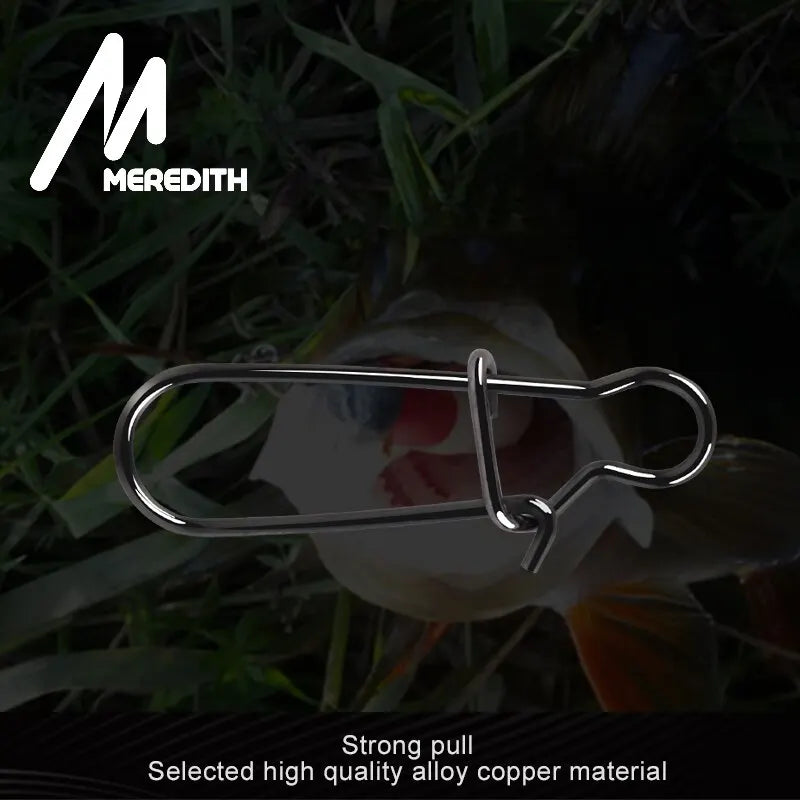 Meredith Stainless Steel Fishing Connector 50pcs Fast Clip Lock Snap Swivel Solid Rings Safety Snaps Fishing Hook Tool Snap