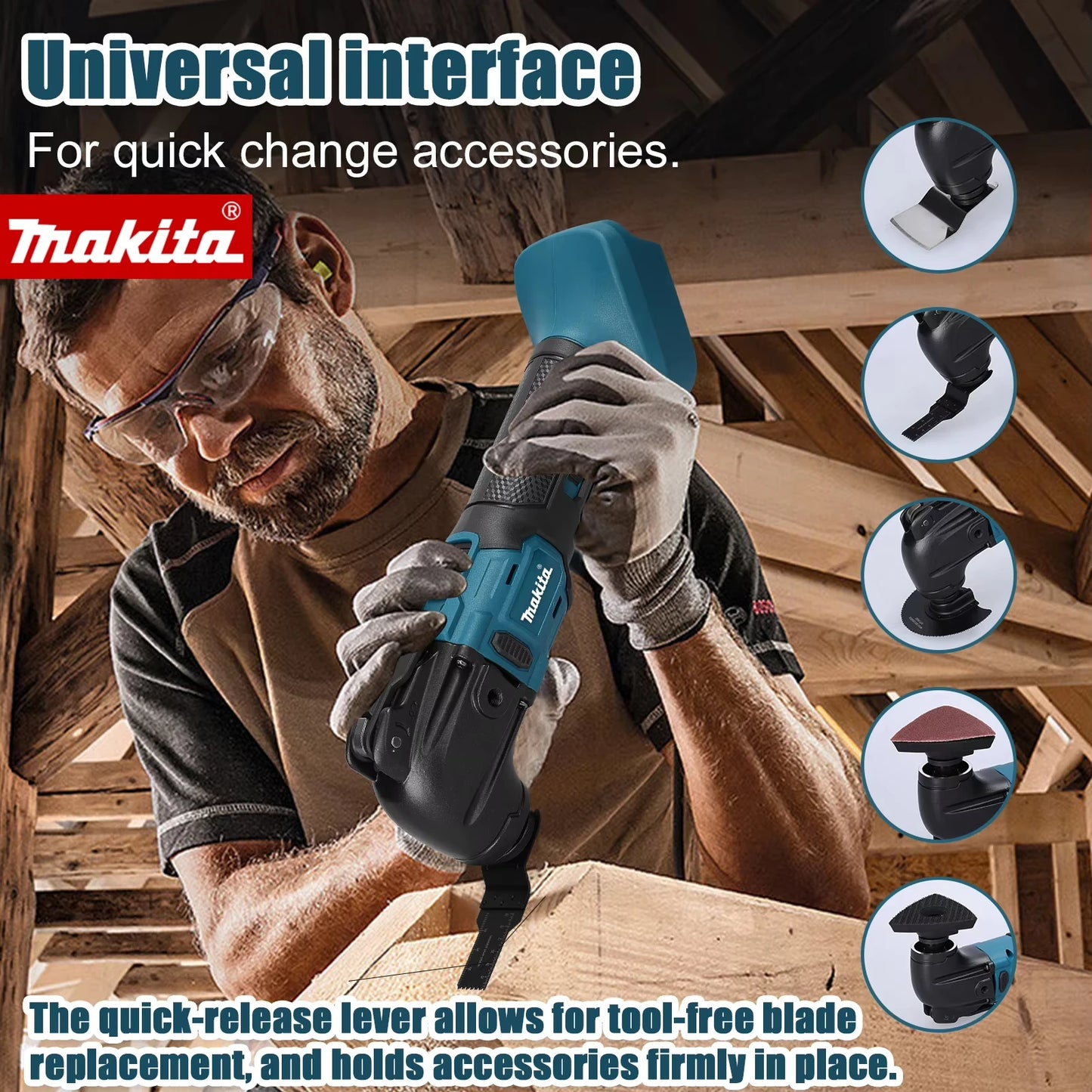 Makita 18V Brushless Quick release Oscillating tool Multi functional tool Renovator Electric trimmer Compatible for MAKITA 18V