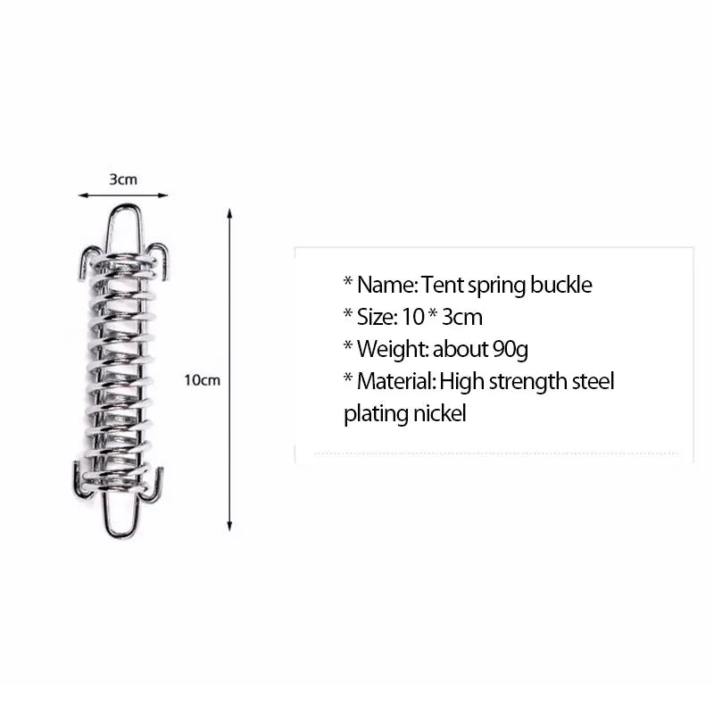 1~8PCS Steel Tent Wind Rope Spring Buckle Tent Tensioner Camping Deck Pegs with Carabiner Clips Awning Tightener Fixed Hook