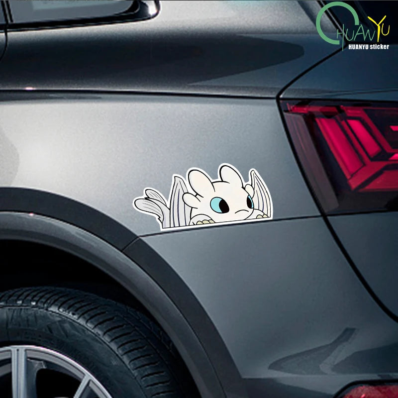Reflective Car Sticker Black and White Dragon Taming Dragon Sha Long Viking Warrior Waterproof Glass Sticker
