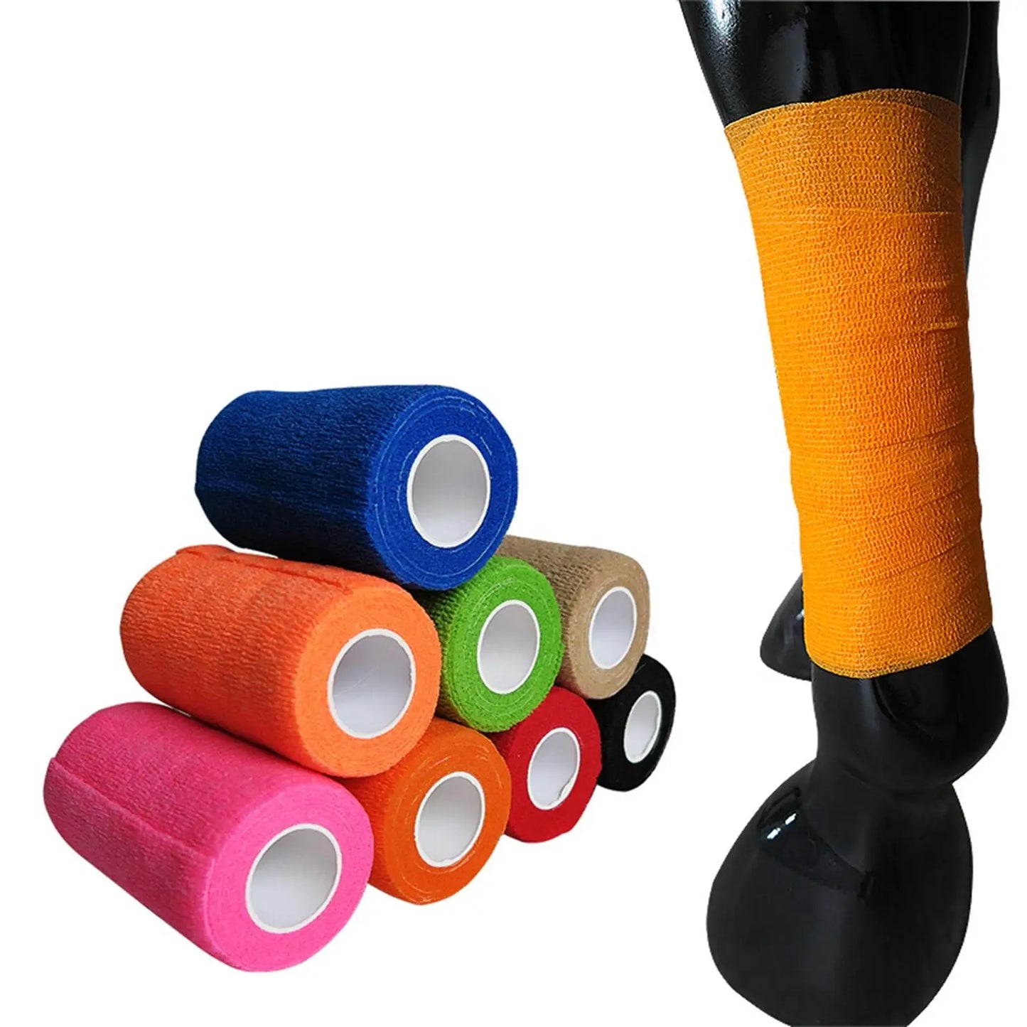 Vet Wrap Tape 4 inch Wide Elastic Non Woven Horse Leg Wrap Athletic Tape Self Adherent Wrap for Horses Cats Pet Sports Hand