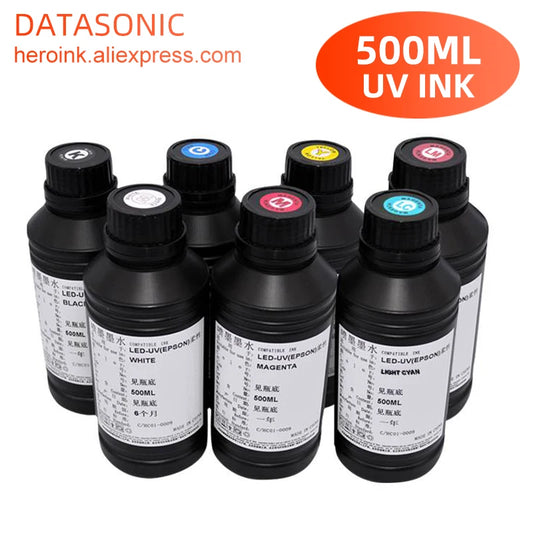500ML Bottle LED UV Ink For Epson L800 L805 L1800 R290 R330 1390 1400 1410 UV Printer Ink UV Varnish Gloss Ink Hard INK Soft