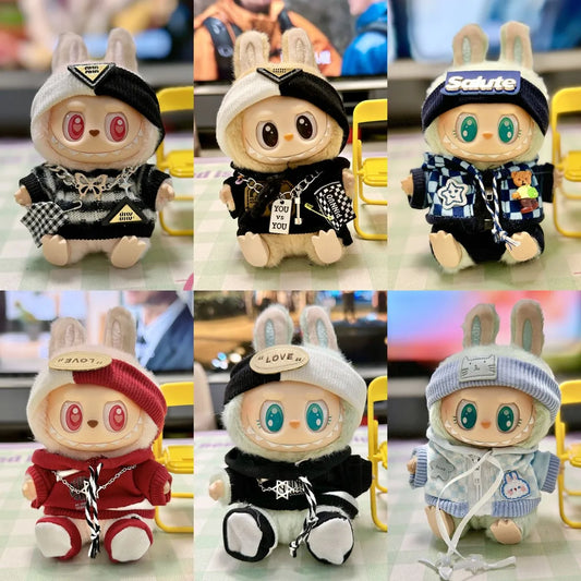 17cm Labubu II Idol Dolls Clothes Cute Hoodie Mini Plush Doll Sitting Party Outfit Fashion Clothing Korea Kpop Exo